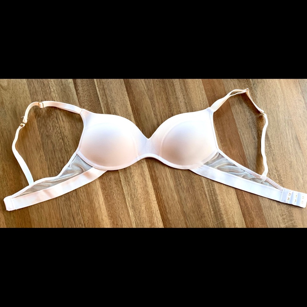 Lively Mesh Trim No-Wire Bra, 36A Soft Pink